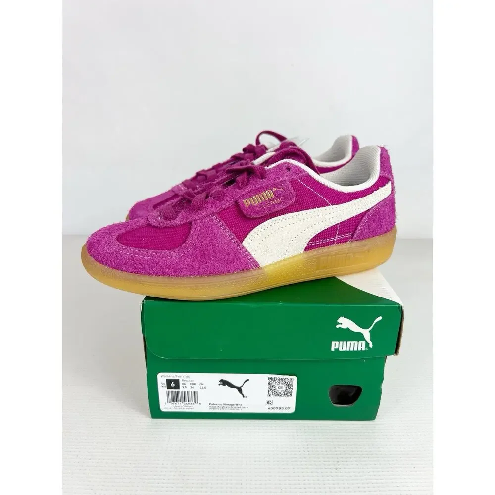 Puma Women's Palermo Vintage Size 6 Sportswear Sneakers Magenta Gleam Ivory New